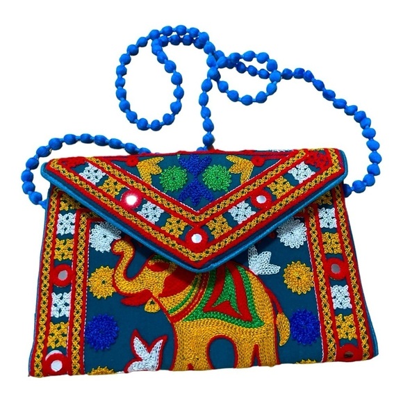 Handmade Ethnic Embroidered Banjara foldover Clutch/ Purse-Crossbody Bag - Picture 1 of 9